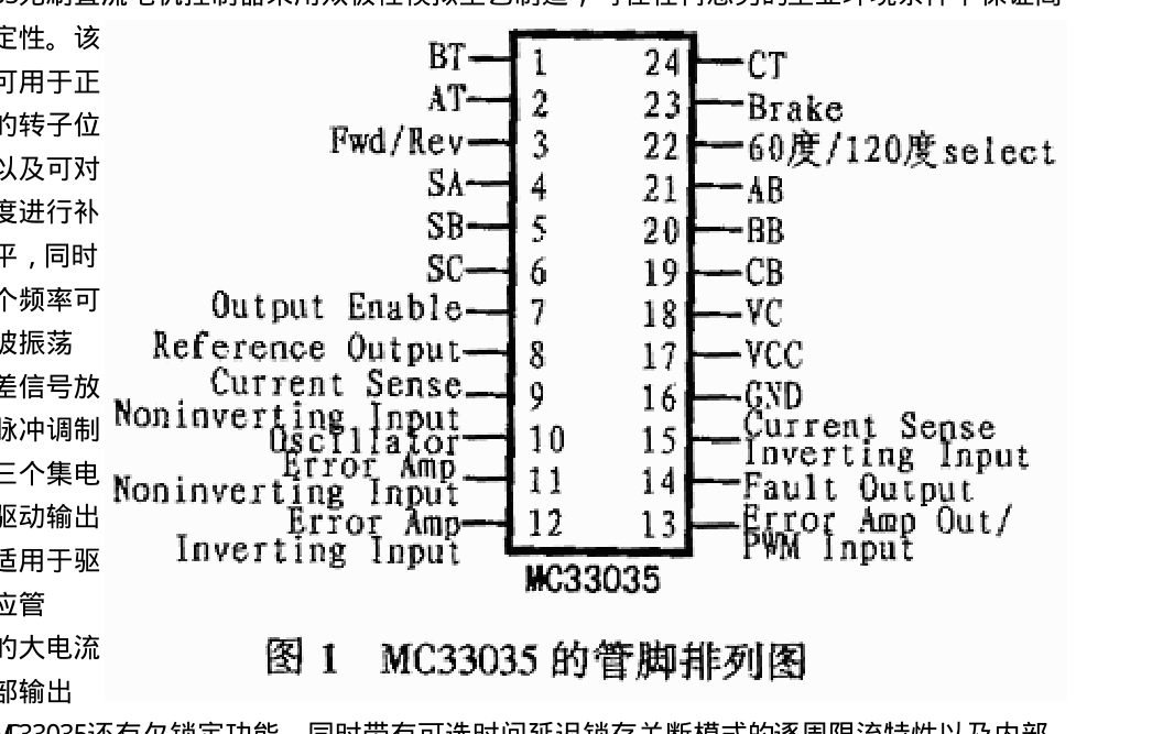 MC33035无刷直流电机控制器24脚管脚排列图（原资料图1）